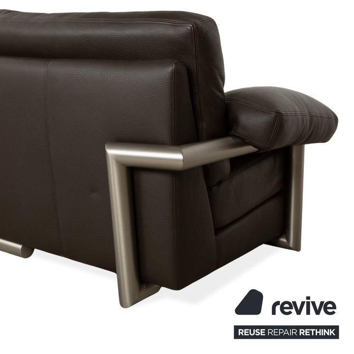 Canapé quatre places en cuir marron foncé Artanova Medea