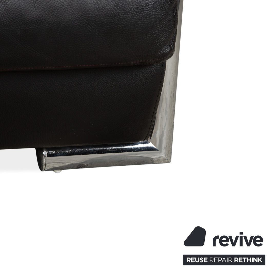 Artanova Medea Leather Four-Seater Black Sofa Couch