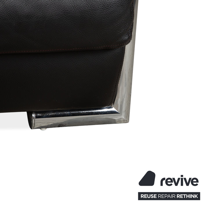 Artanova Medea Leather Four-Seater Black Sofa Couch