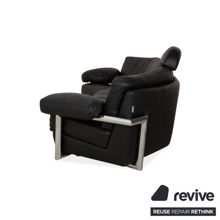 Artanova Medea Leather Four-Seater Black Sofa Couch