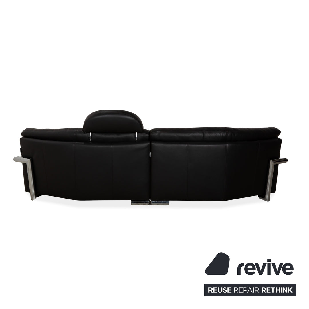 Artanova Medea Leather Four-Seater Black Sofa Couch