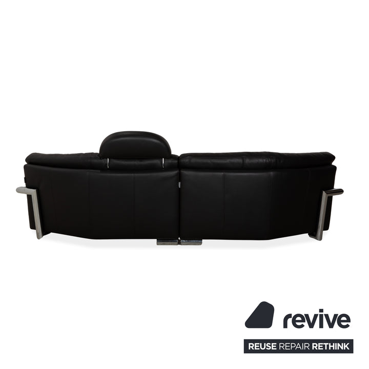 Artanova Medea Leather Four-Seater Black Sofa Couch
