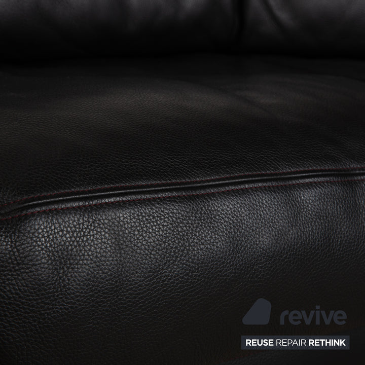 Artanova Medea Leather Four-Seater Black Sofa Couch