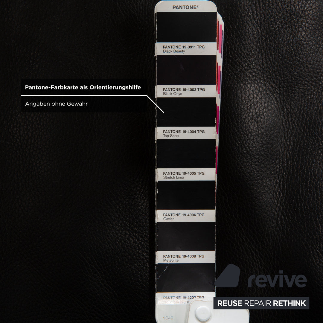 Artanova Medea Leather Four-Seater Black Sofa Couch