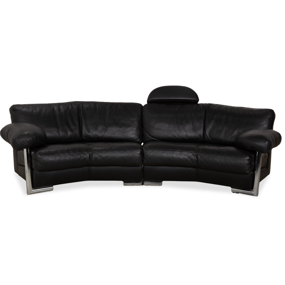 Artanova Medea Leather Four-Seater Black Sofa Couch