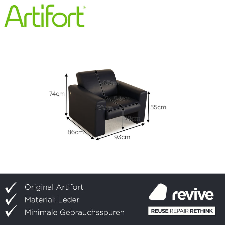 Artifort Leather Armchair Blue Dark Blue