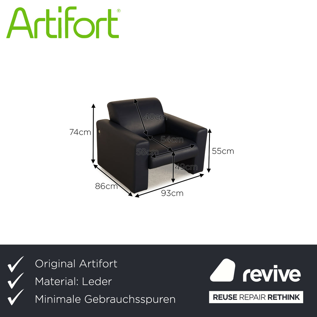 Fauteuil en Cuir Artifort Bleu Bleu Foncé