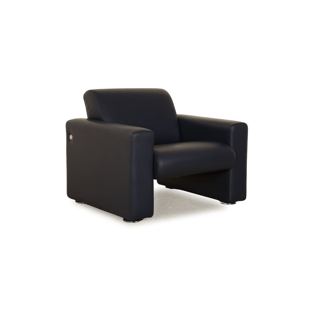 Artifort Leather Armchair Blue Dark Blue