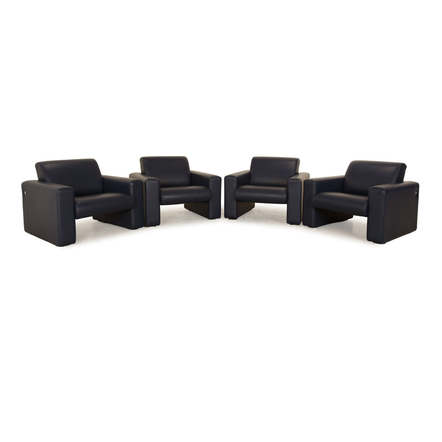 Artifort Leder Sessel Garnitur Blau Dunkelblau 4x Sessel