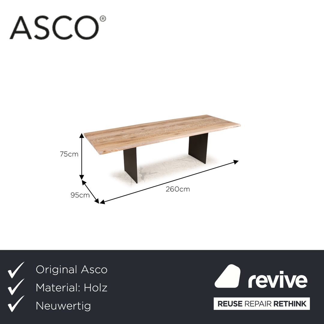 Asco Duo table à manger rustique en bois marron 260 x 75 x 95cm chêne