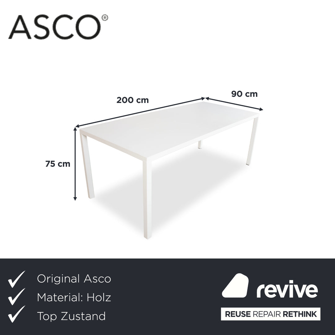 ASCO Ferro Line Table de salle à manger en bois Blanc 200 x 90 cm