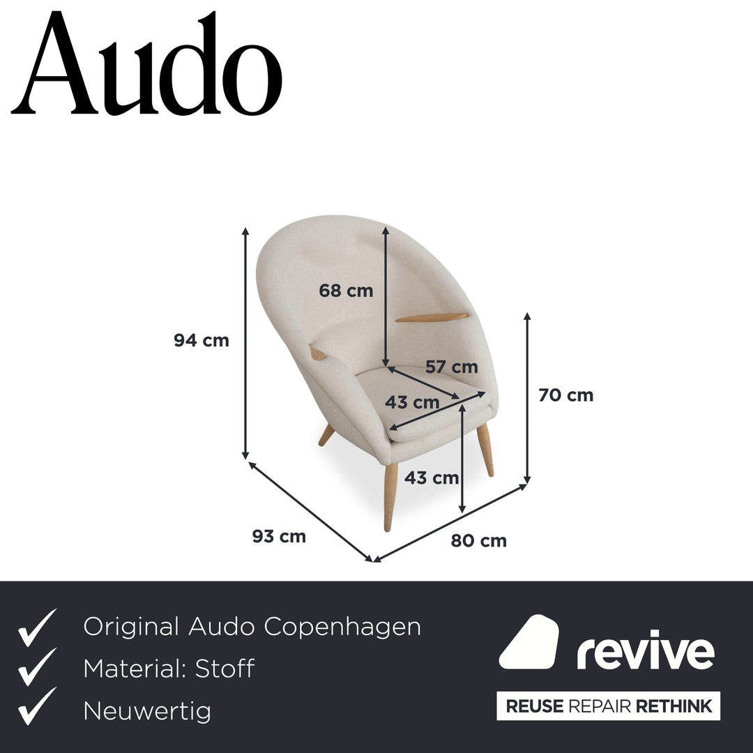 Audo Copenhagen Oda Fabric Armchair Cream Beige Eggshell incl. Ottoman