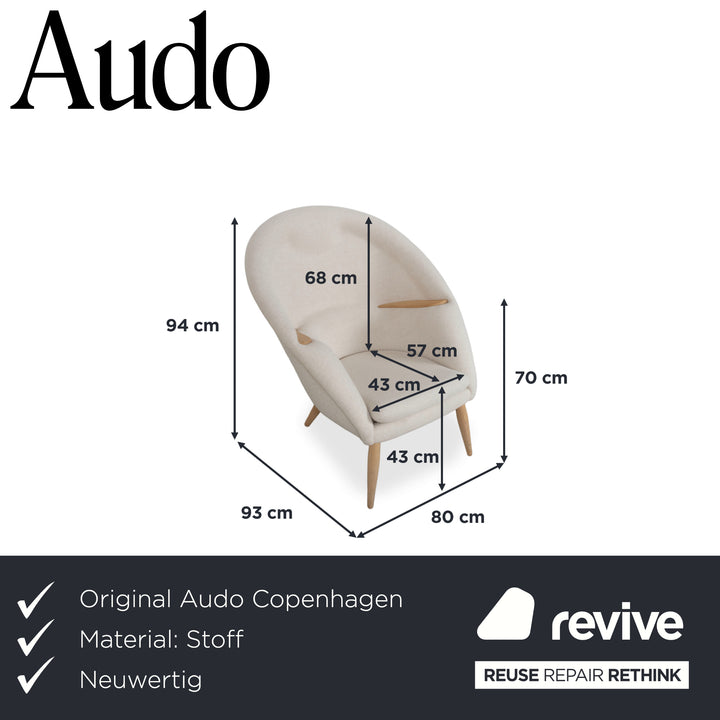 Audo Copenhagen Oda Fabric Armchair Cream Beige Eggshell incl. Ottoman