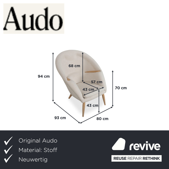 Audo Copenhagen Oda Stoff Sessel Creme Beige Eierschale inkl. Hocker