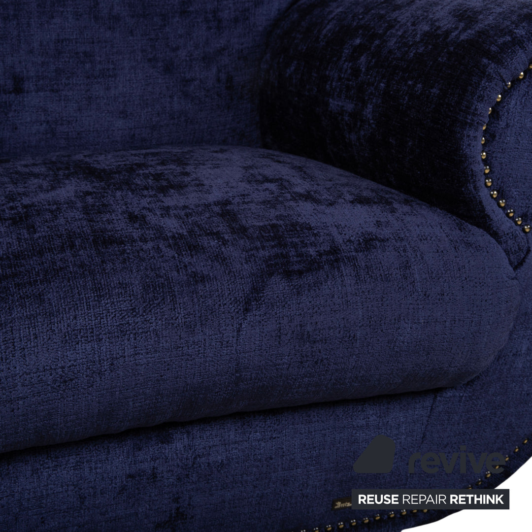 Bretz Gaudi Armchair Fabric Blue Purple Aubergine Gold Reupholstered (Molino 545)