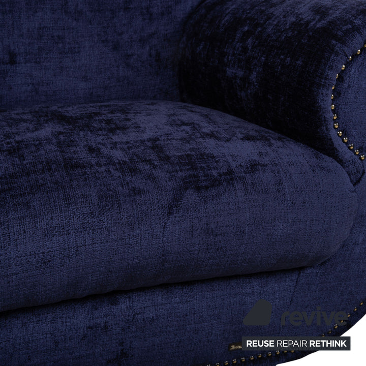 Bretz Gaudi Armchair Fabric Blue Purple Aubergine Gold Reupholstered (Molino 545)
