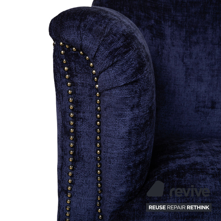 Bretz Gaudi Sessel Stoff Blau Lila Aubergine Gold Neubezug (Molino 545)