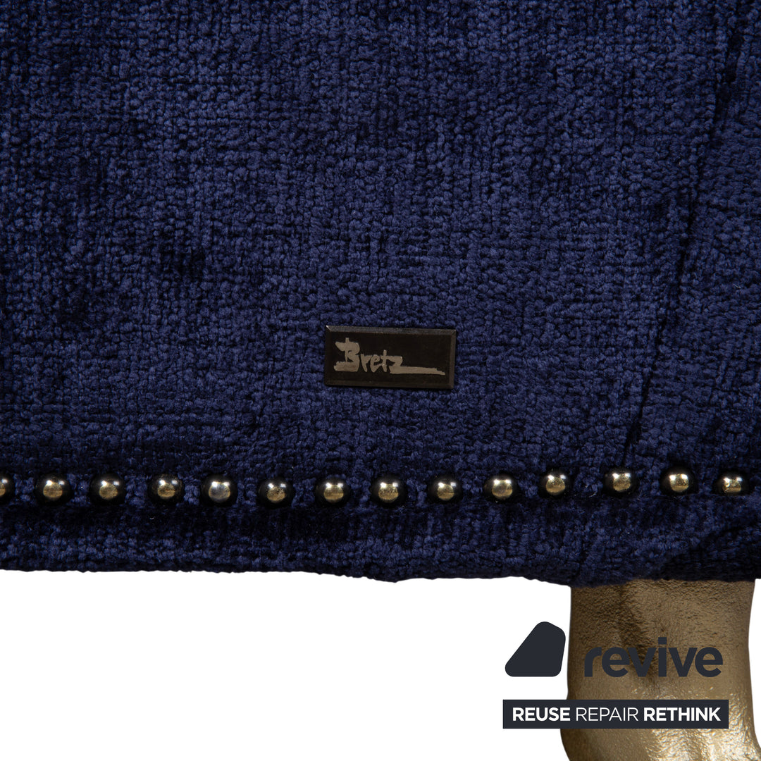 Bretz Gaudi Sessel Stoff Blau Lila Aubergine Gold Neubezug (Molino 545)
