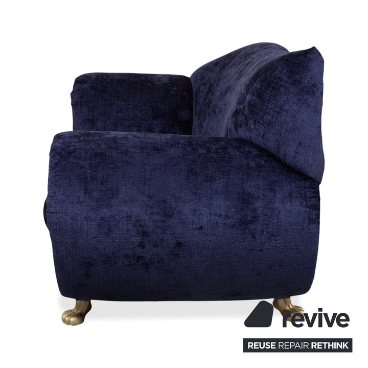 Bretz Gaudi Sessel Stoff Blau Lila Aubergine Gold Neubezug (Molino 545)