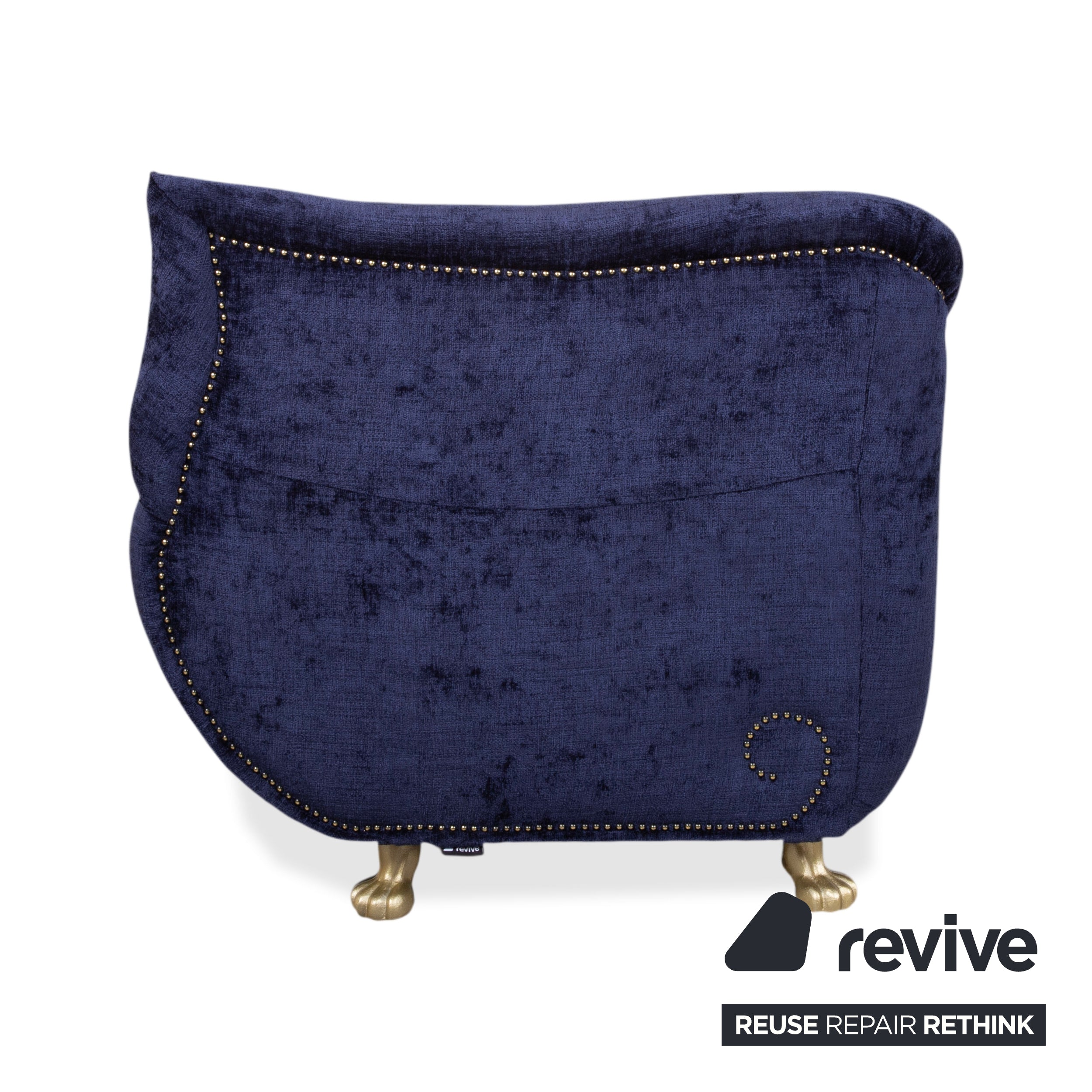 Bretz Gaudi Sessel Stoff Blau Lila Aubergine Gold Neubezug (Molino 545)
