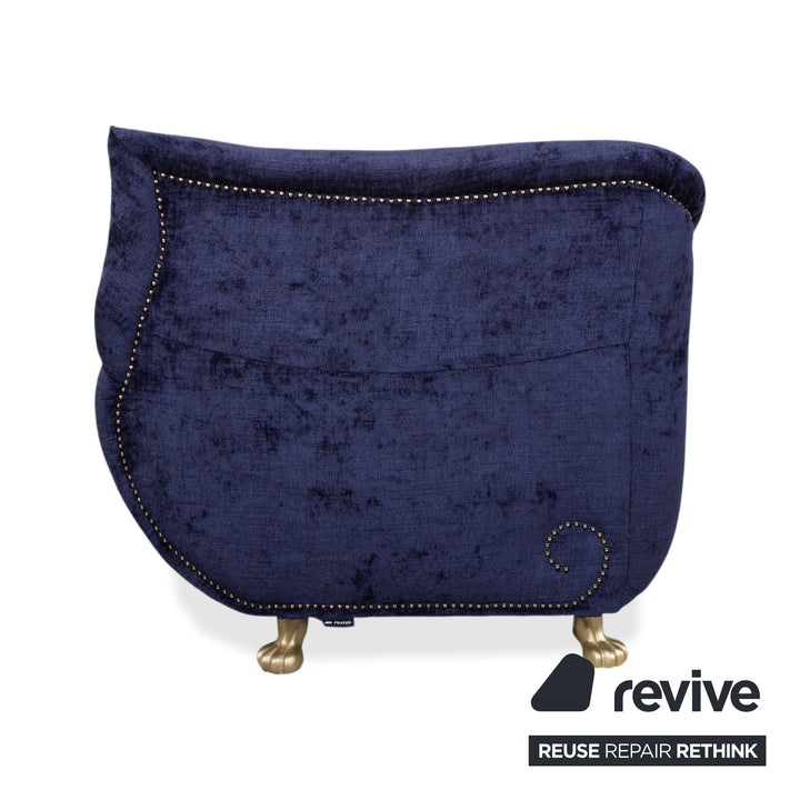 Bretz Gaudi Sessel Stoff Blau Lila Aubergine Gold Neubezug (Molino 545)