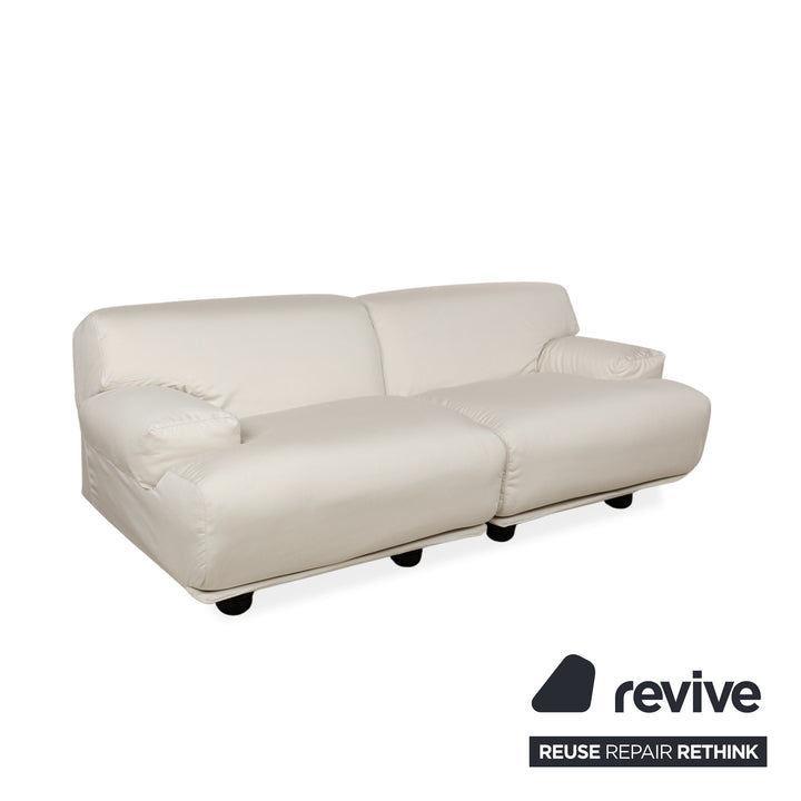 Cassina Fiandra Fabric Two-Seater Cream White Sofa Armchair Couch New Cover