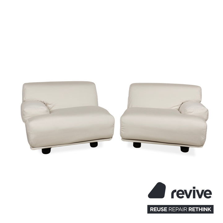 Cassina Fiandra Fabric Two-Seater Cream White Sofa Armchair Couch New Cover