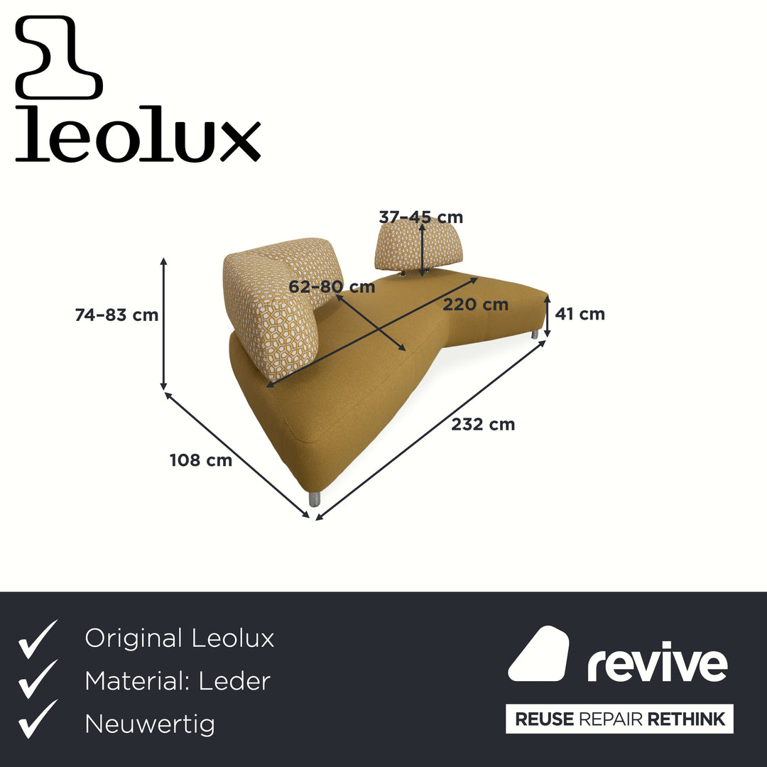 Canapé trois places Leolux en tissu, couleur jaune moutarde ocre