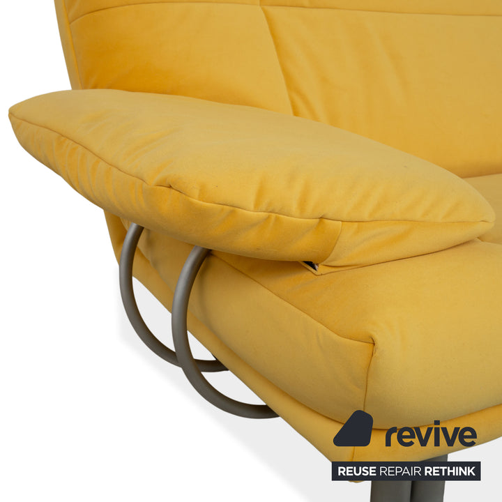 Rolf Benz BMP 418 Two-Seater Sofa Fabric Yellow Reupholstery