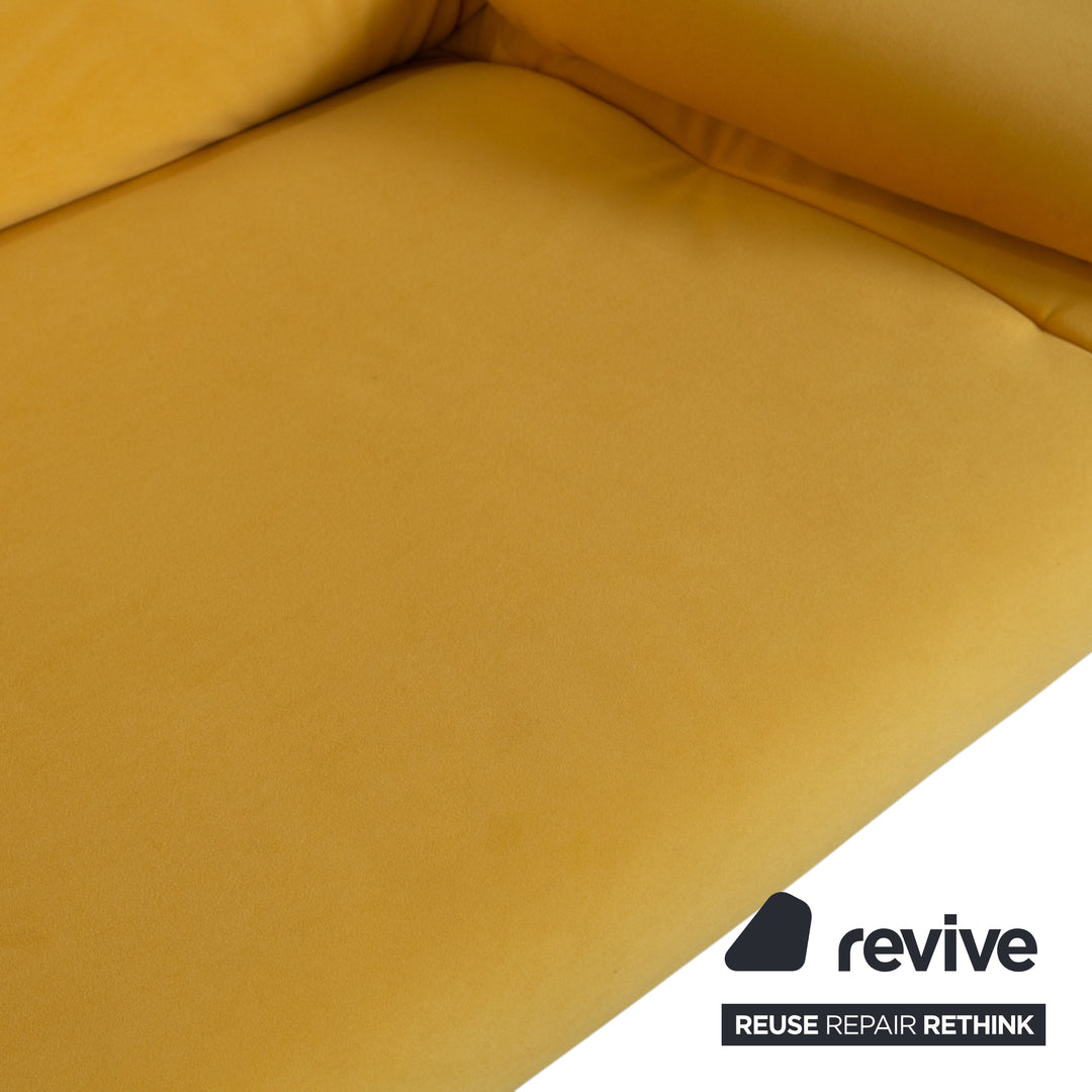 Rolf Benz BMP 418 Two-Seater Sofa Fabric Yellow Reupholstery