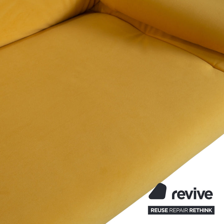 Rolf Benz BMP 418 Two-Seater Sofa Fabric Yellow Reupholstery