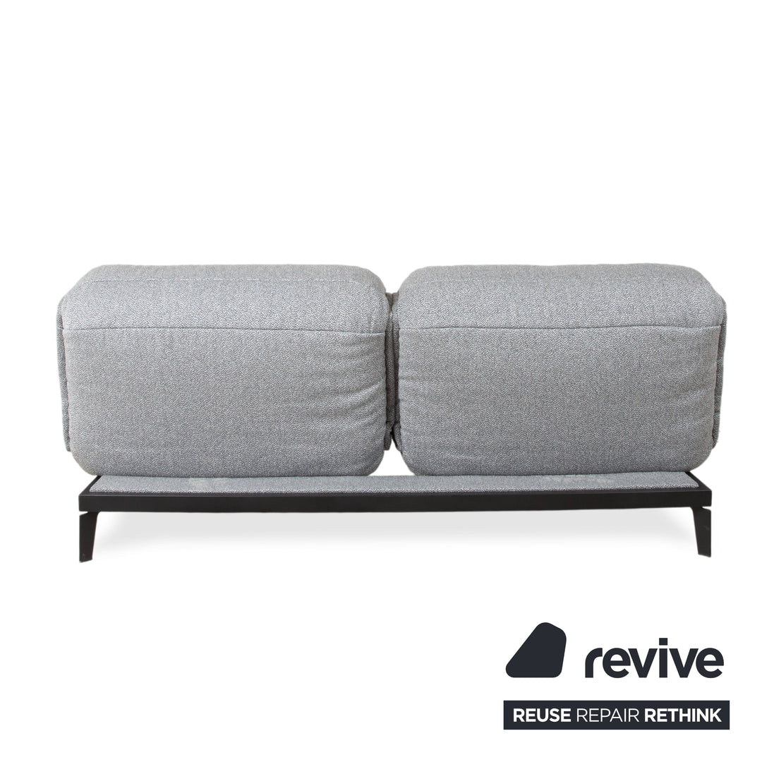 Rolf Benz Nova Two-Seater Sofa Grey Anthracite Fabric Functional Couch Sleeping Function Reupholstered