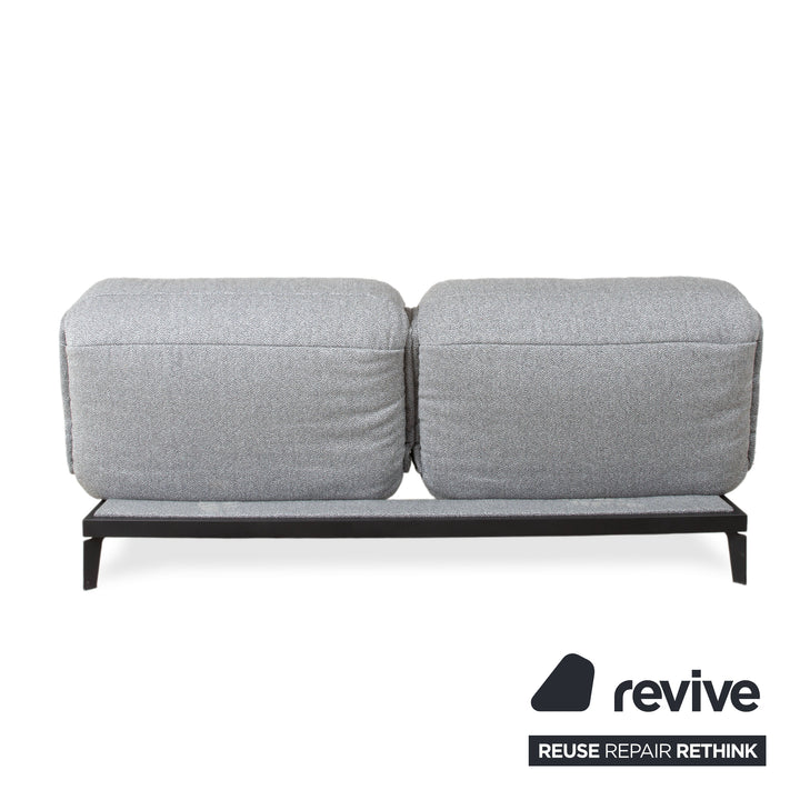 Rolf Benz Nova Two-Seater Sofa Grey Anthracite Fabric Functional Couch Sleeping Function Reupholstered