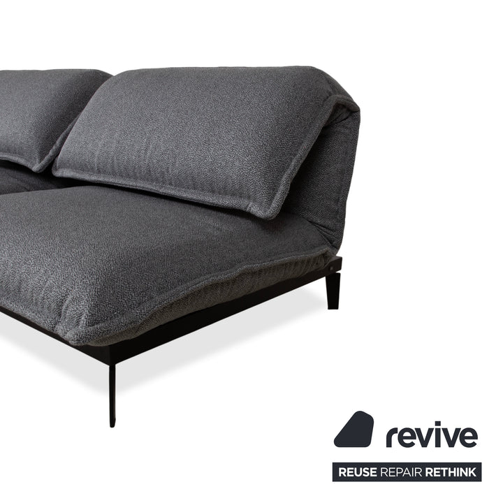 Rolf Benz Nova Two-Seater Sofa Grey Anthracite Fabric Functional Couch Sleeping Function Reupholstered