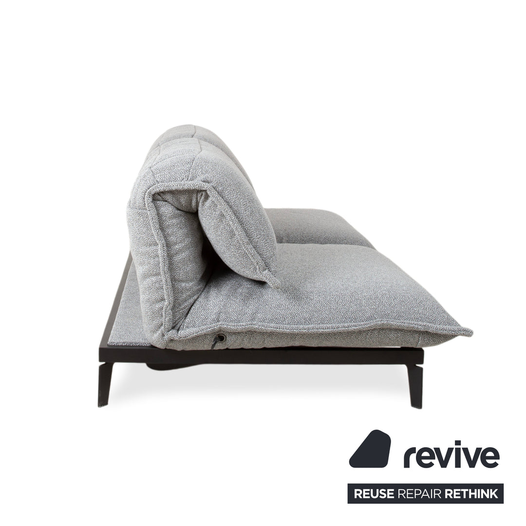 Rolf Benz Nova Two-Seater Sofa Grey Anthracite Fabric Functional Couch Sleeping Function Reupholstered
