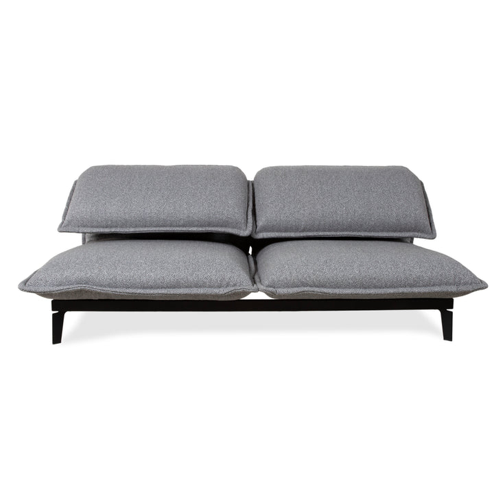 Rolf Benz Nova Two-Seater Sofa Grey Anthracite Fabric Functional Couch Sleeping Function Reupholstered