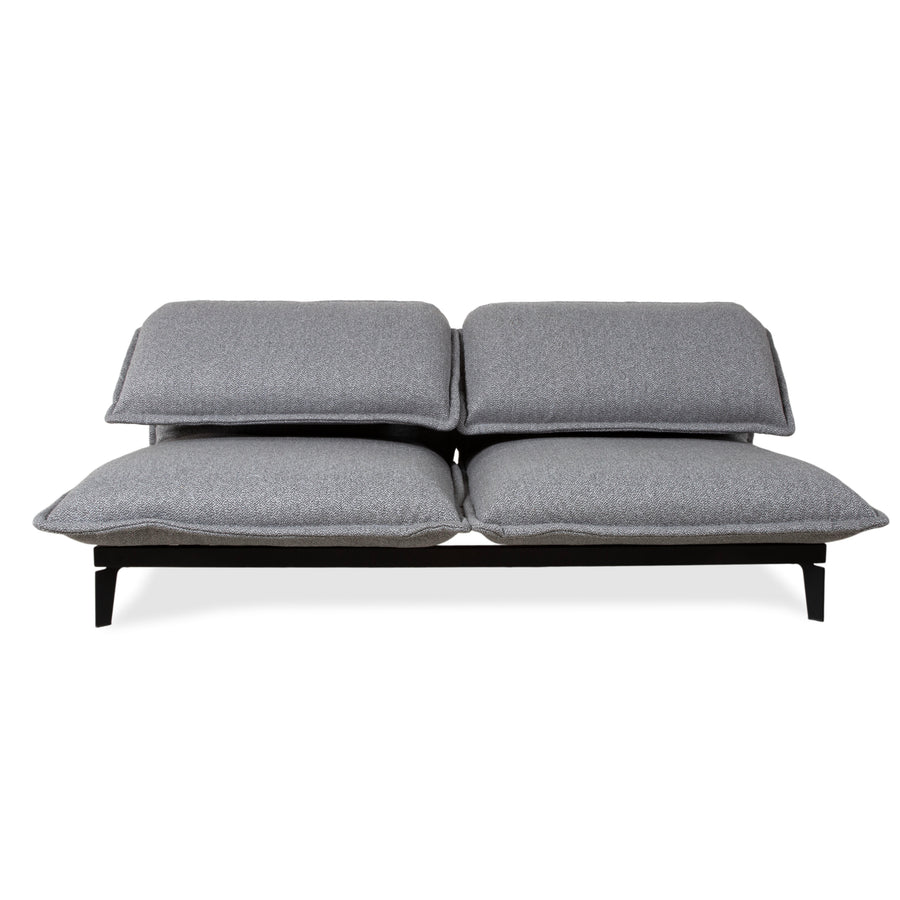 Rolf Benz Nova Two-Seater Sofa Grey Anthracite Fabric Functional Couch Sleeping Function Reupholstered