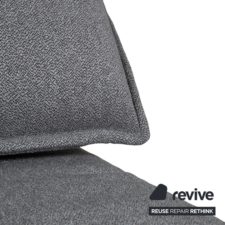 Rolf Benz Nova Two-Seater Sofa Grey Anthracite Fabric Functional Couch Sleeping Function Reupholstered