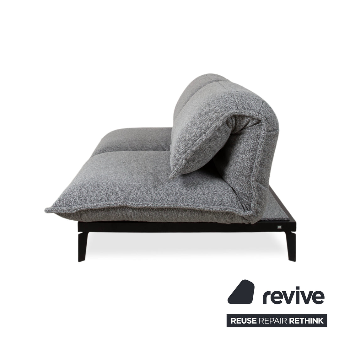 Rolf Benz Nova Two-Seater Sofa Grey Anthracite Fabric Functional Couch Sleeping Function Reupholstered