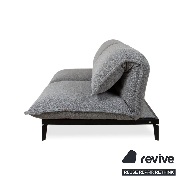Rolf Benz Nova Two-Seater Sofa Grey Anthracite Fabric Functional Couch Sleeping Function Reupholstered