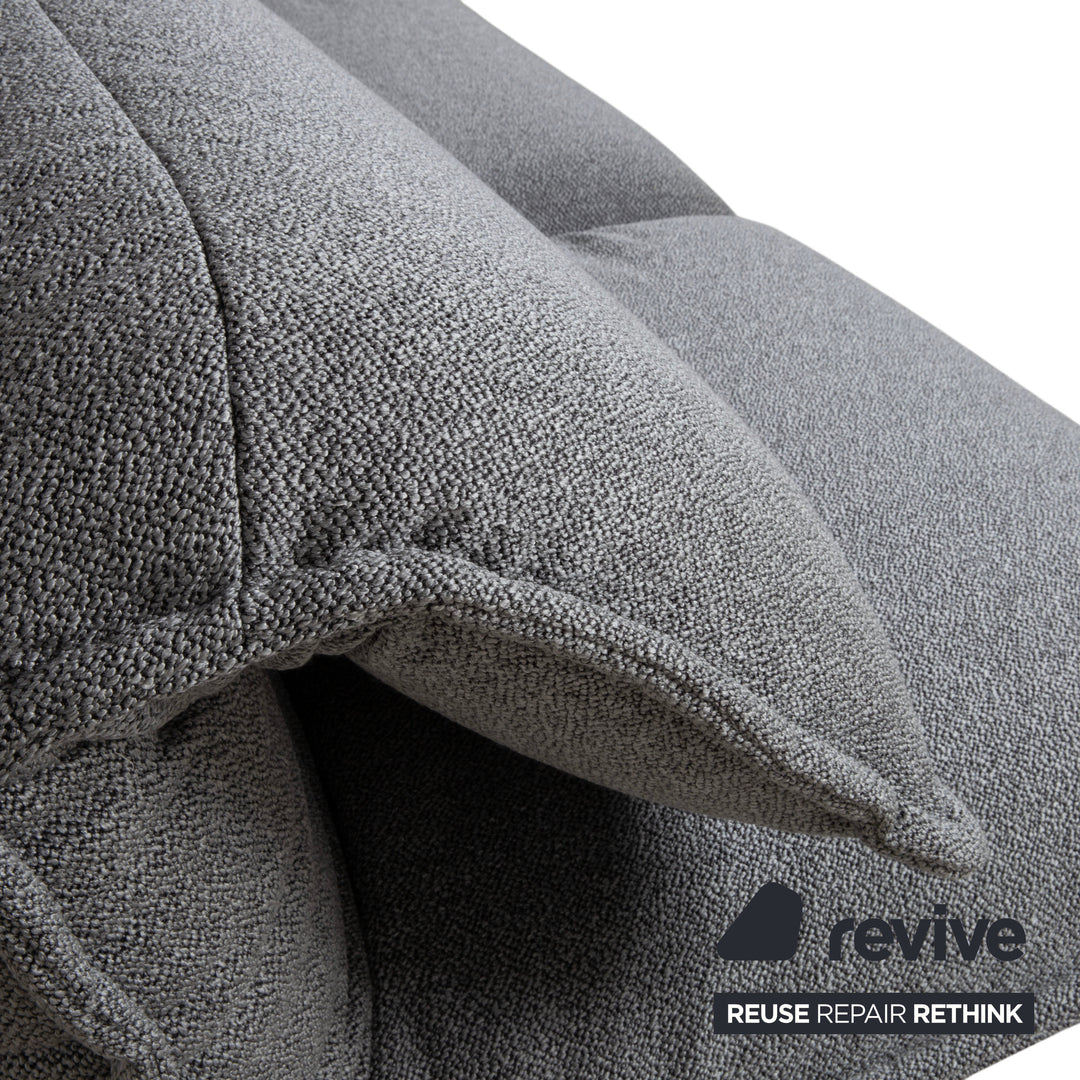 Rolf Benz Nova Two-Seater Sofa Grey Anthracite Fabric Functional Couch Sleeping Function Reupholstered