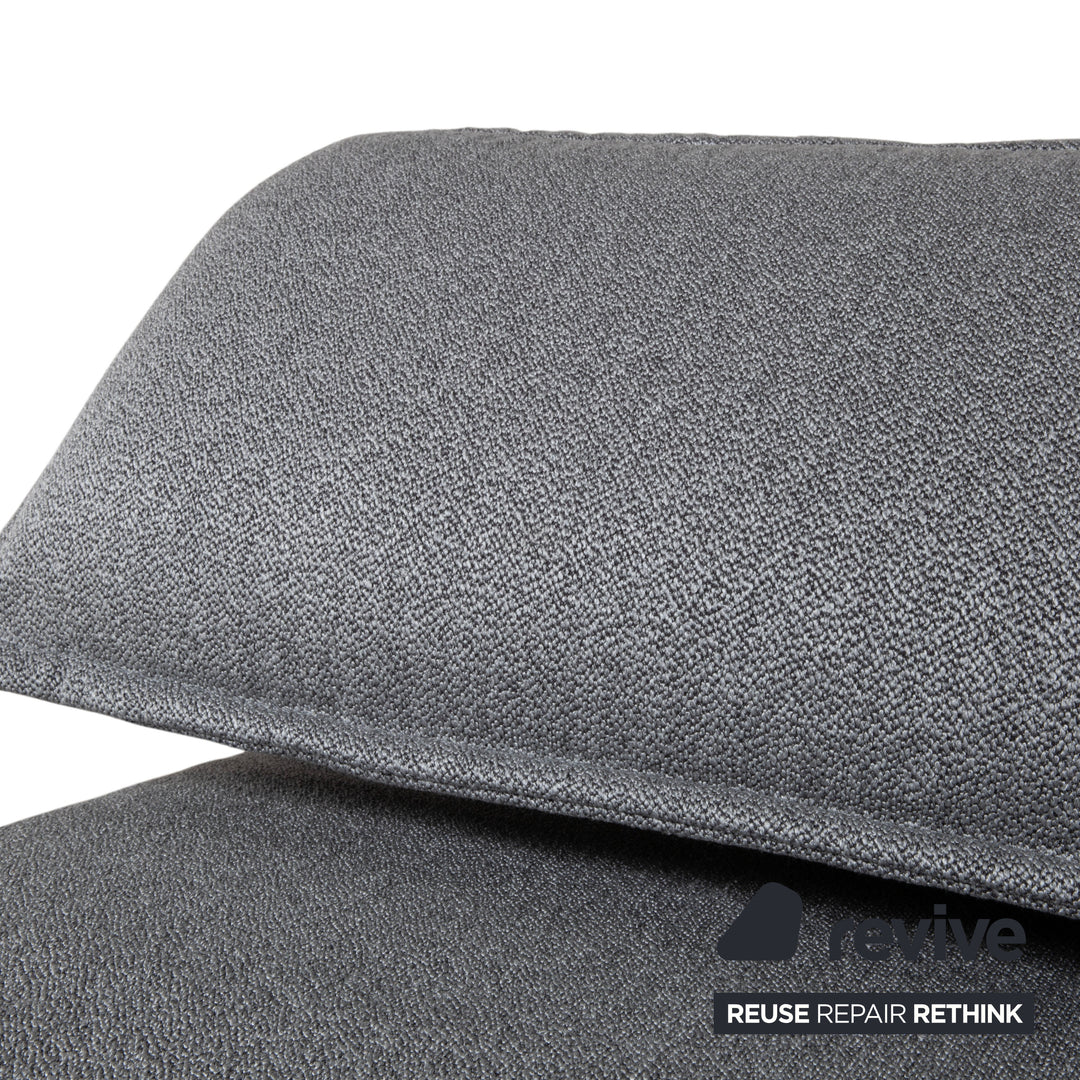 Rolf Benz Nova Two-Seater Sofa Grey Anthracite Fabric Functional Couch Sleeping Function Reupholstered