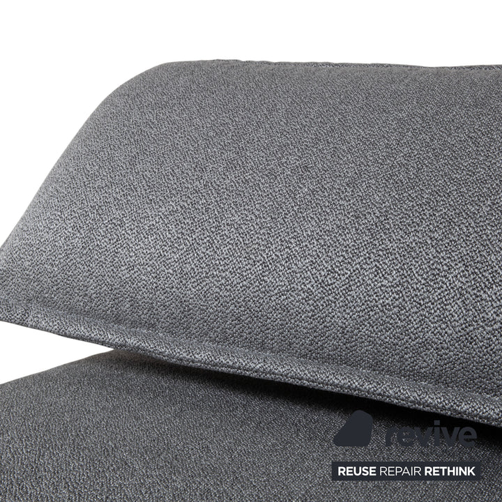 Rolf Benz Nova Two-Seater Sofa Grey Anthracite Fabric Functional Couch Sleeping Function Reupholstered
