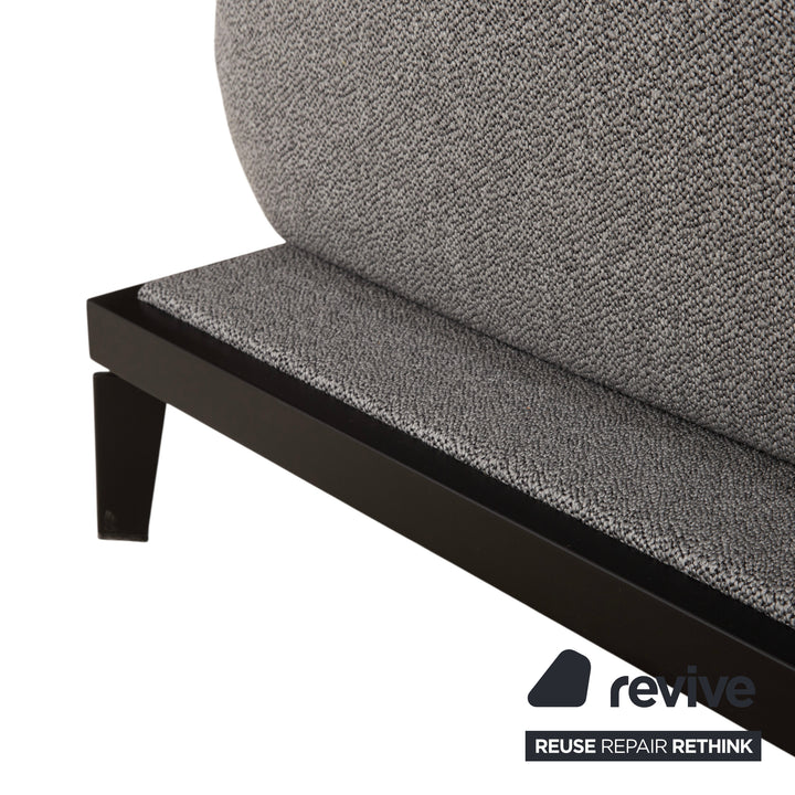 Rolf Benz Nova Two-Seater Sofa Grey Anthracite Fabric Functional Couch Sleeping Function Reupholstered