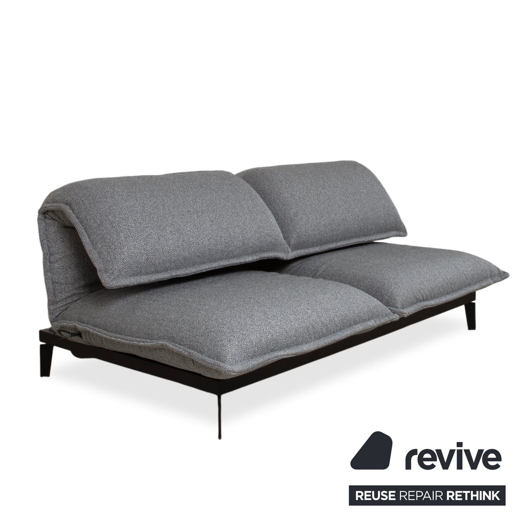 Rolf Benz Nova Two-Seater Sofa Grey Anthracite Fabric Functional Couch Sleeping Function Reupholstered