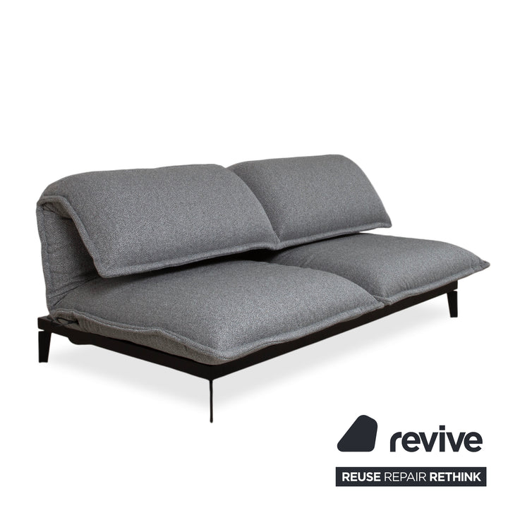 Rolf Benz Nova Two-Seater Sofa Grey Anthracite Fabric Functional Couch Sleeping Function Reupholstered
