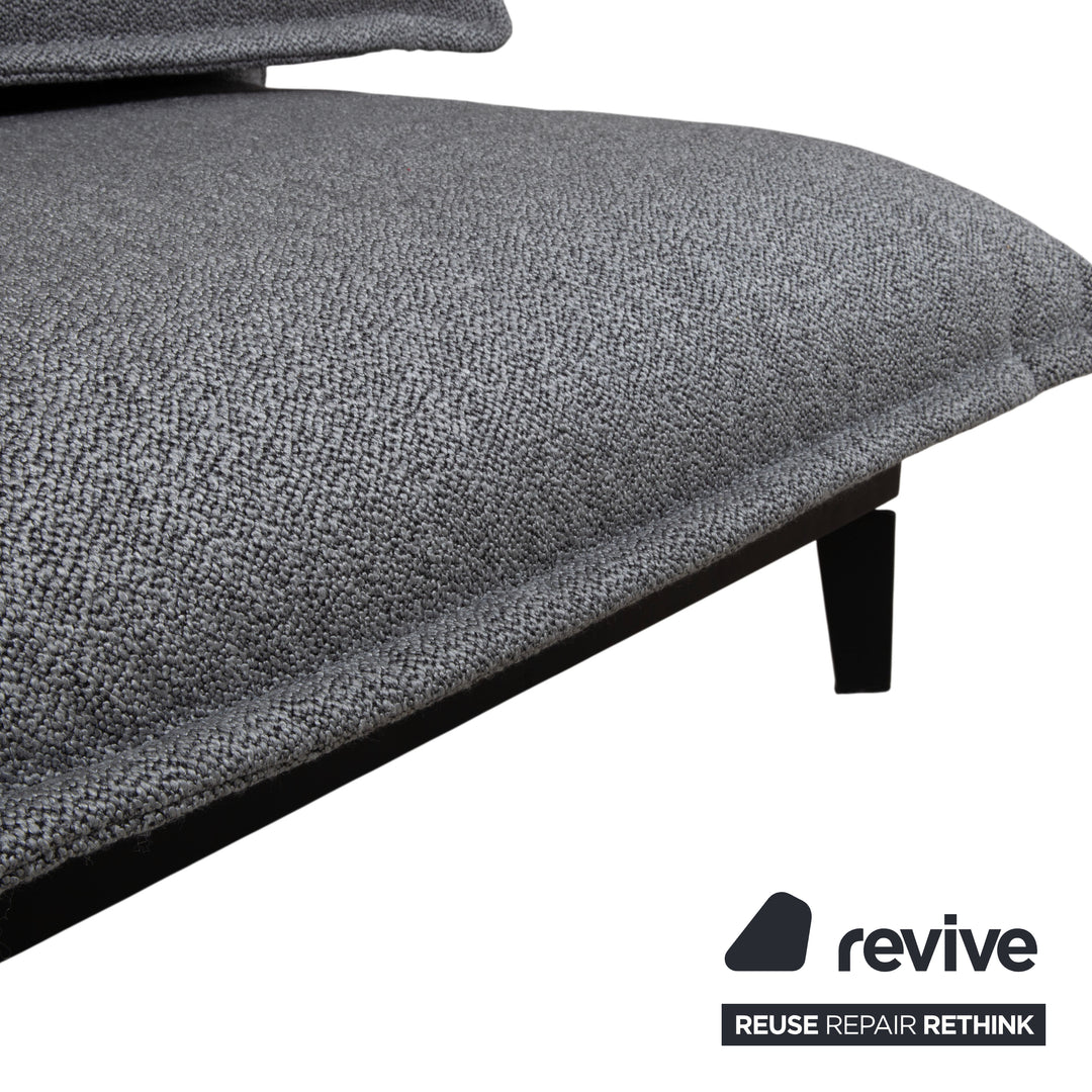 Rolf Benz Nova Two-Seater Sofa Grey Anthracite Fabric Functional Couch Sleeping Function Reupholstered