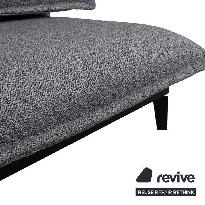 Rolf Benz Nova Two-Seater Sofa Grey Anthracite Fabric Functional Couch Sleeping Function Reupholstered