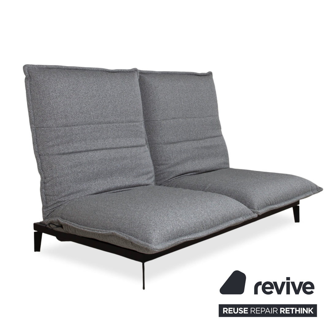 Rolf Benz Nova Two-Seater Sofa Grey Anthracite Fabric Functional Couch Sleeping Function Reupholstered