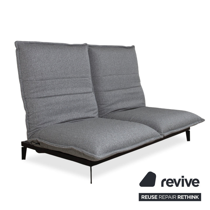 Rolf Benz Nova Two-Seater Sofa Grey Anthracite Fabric Functional Couch Sleeping Function Reupholstered